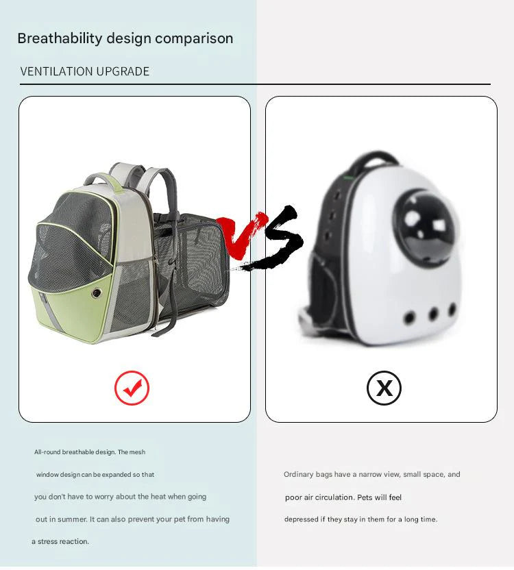 green pet backpack can be expanded,custom,detail
