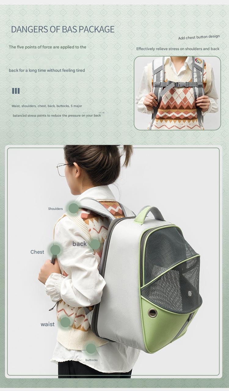 green pet backpack can be expanded,custom,model display 02
