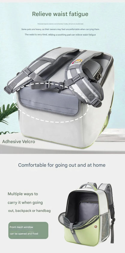 green pet backpack can be expanded,custom,side