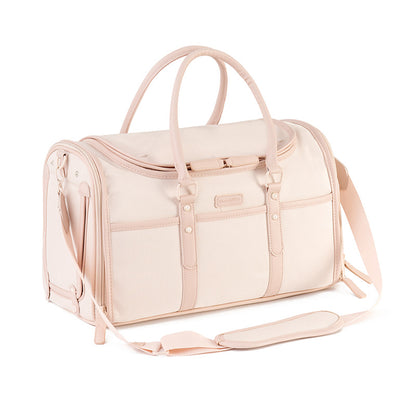 pink oxford pet bag,front