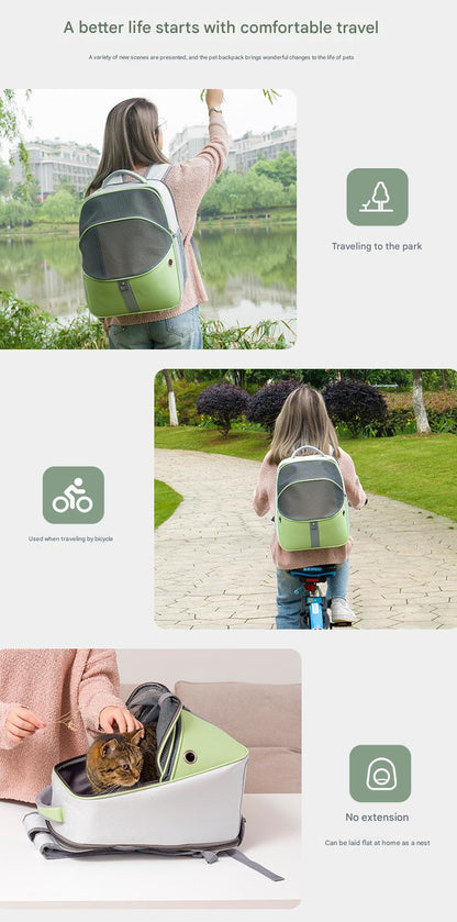 pet travel bag backpack for park trips cycling and pet rest