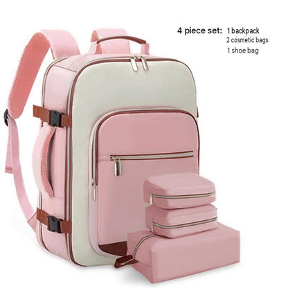 pink beige custom backpack with personalized branding options