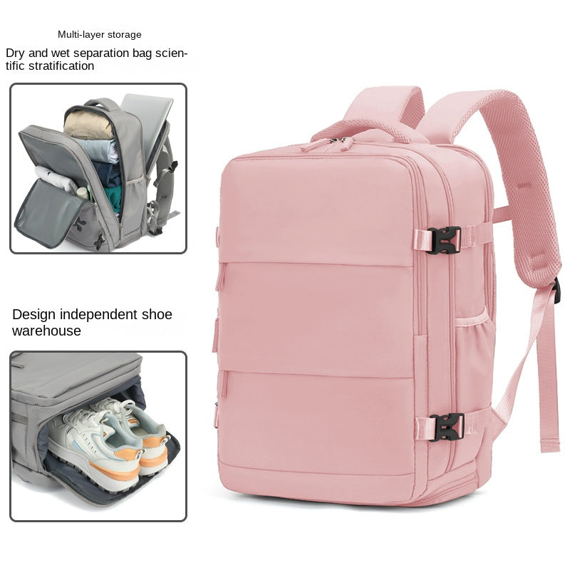 pink large laptop travel backpack with 15.6 inch computer compartment