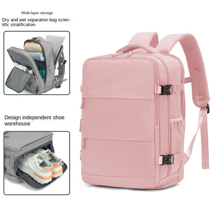 pink large laptop travel backpack with 15.6 inch computer compartment
