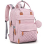 pink mom diaper backpack with changing station design