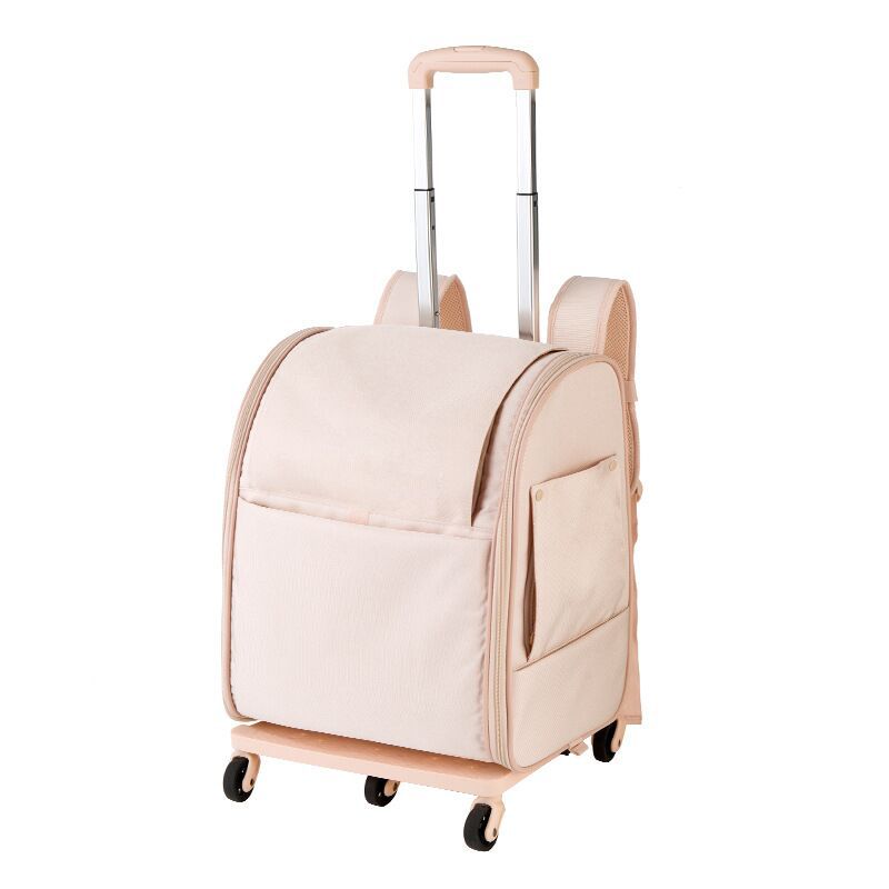 pink oxford trolley pet bag,front