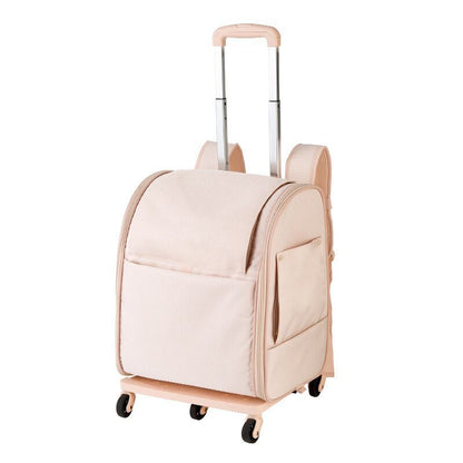 pink oxford trolley pet bag,front