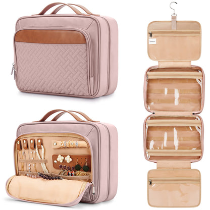 pink quilted makeup bags with different color options