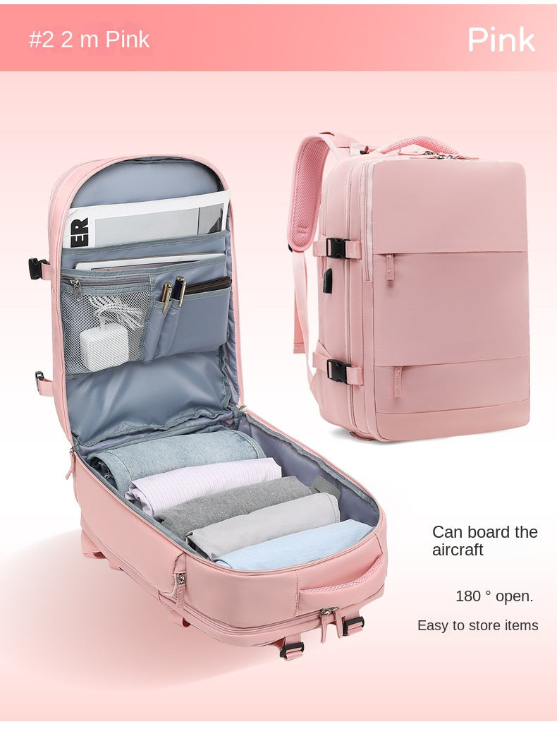 pink laptop backpack for 14 inch computer with travel storage design