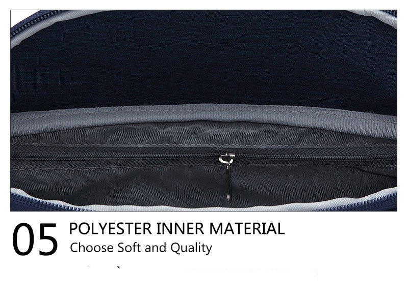 close up of polyester lining inside nylon waist bag showing internal zippered section and contrast gray fabric trim