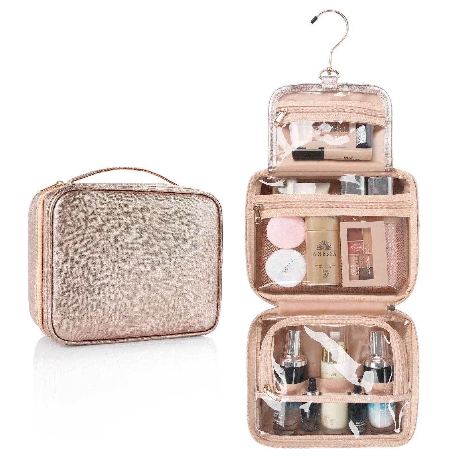 rose gold waterproof portable makeup bag,custom,front