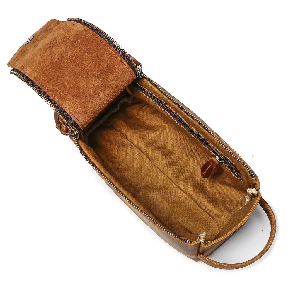 premium leather dopp kit with quality zipper and vintage finish