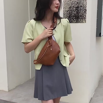 brown fanlosn pu leather crossbody chest bag women,custom,video