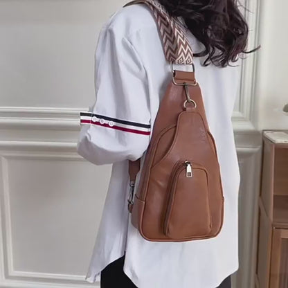 brown fanlosn pu leather retro crossbody chest bag,custom,video