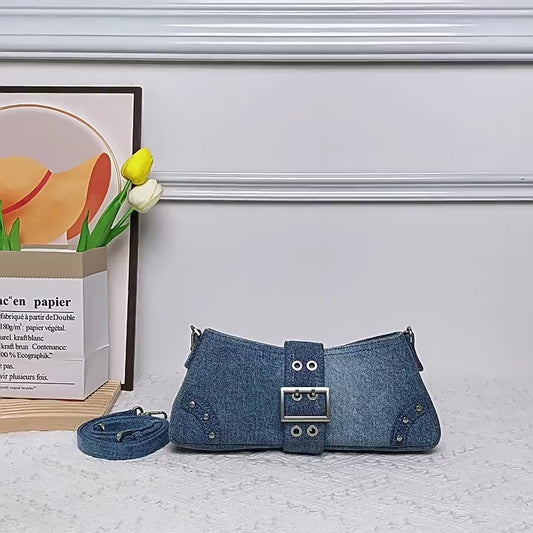 New Sweet Style Denim One Shoulder Armpit Bag Travel Wallet