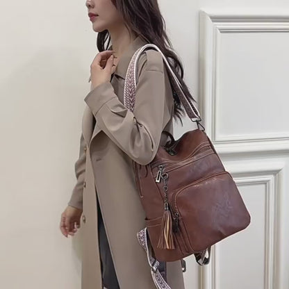brown fanlosn pu leather vintage backpack women,custom,front