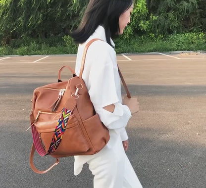 Customizable  Retro  Pu Leather Women's Backpack Backpacks For Teen Girls