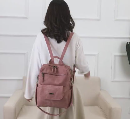 Customizable Korean Women's Backpack - PU Leather Ladies Backpack