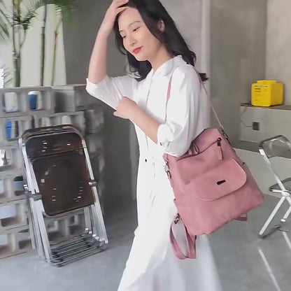 pink fanlosn retro pu leather backpack women and girl,custom,video