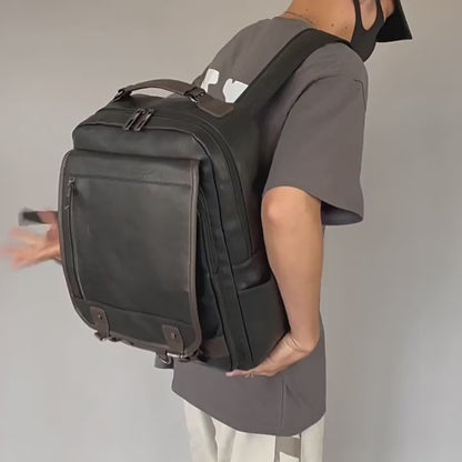 black fanlosn pu leather business backpack men,custom,video