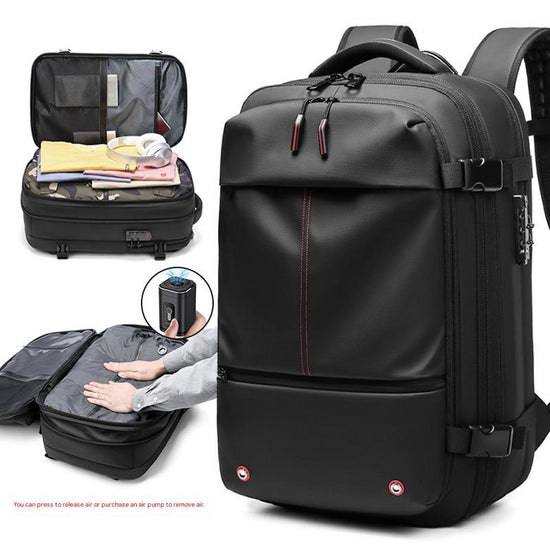 black oxford vacuum compression backpack,men,video
