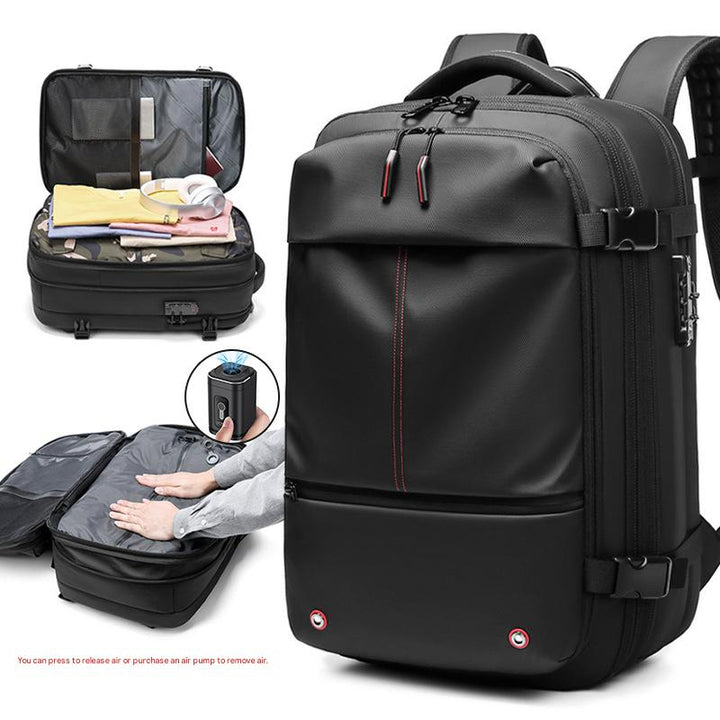 black oxford vacuum compression backpack,men,video