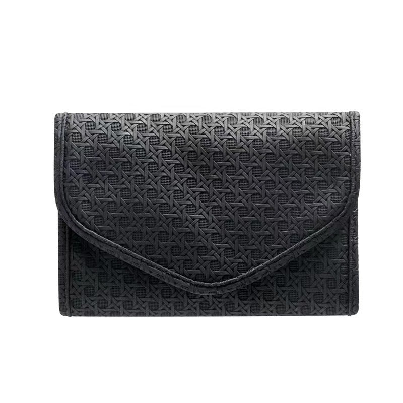 pu black jewelry organizer pouch with flat opening design