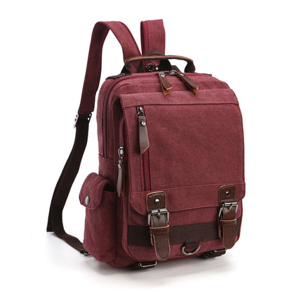red canvas rucksack backpack with multiple color options