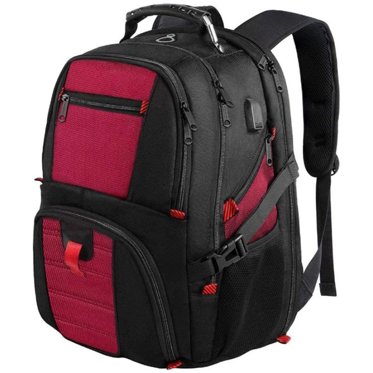 red large capacity backpack for laptop and travel storage