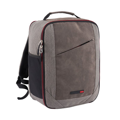 red recycled polyester backpack with laptop compartment for business use