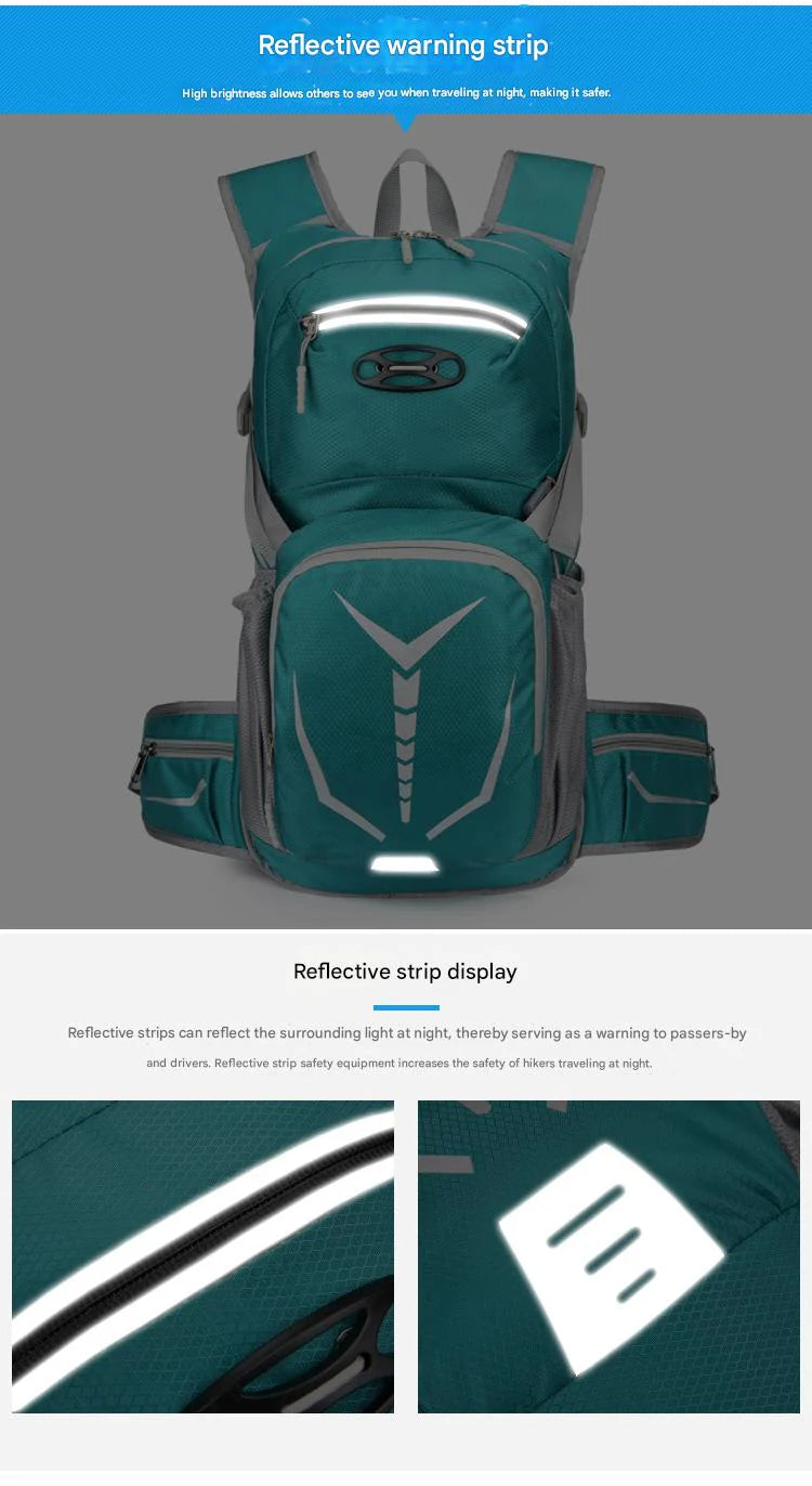 reflective strip cycling backpack for safer night riding
