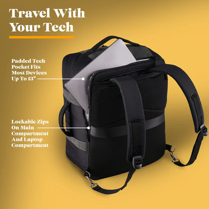 rpet backpack with spacious storage compartment for travel and business use