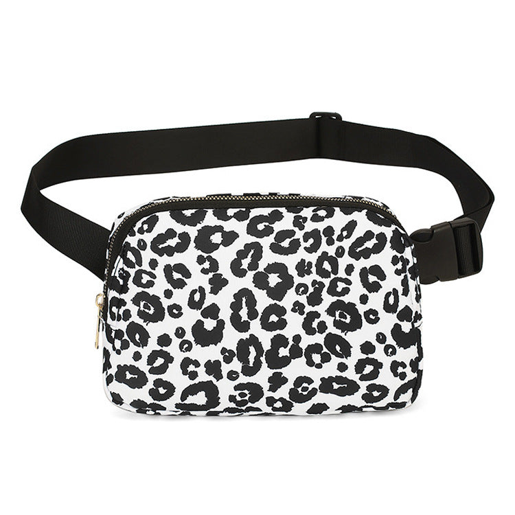 leopard print black and white nylon running chest pack,custom,front