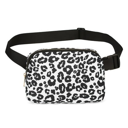 leopard print black and white nylon running chest pack,custom,front