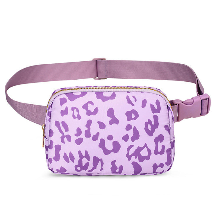 leopard print purple nylon running chest pack,custom,front