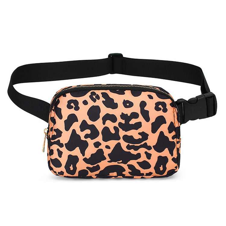 leopard print yellow nylon running chest pack,custom,front
