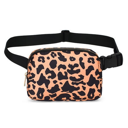 leopard print yellow nylon running chest pack,custom,front
