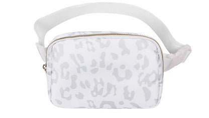 white leopard print nylon running chest pack,custom,front