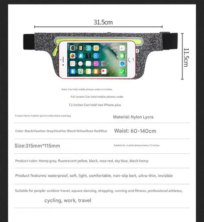 hemp gray minimalist running waist bag,custom,dimensions