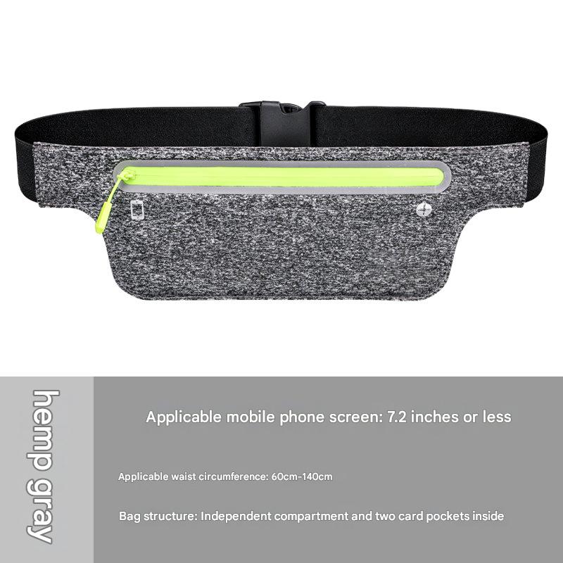 hemp gray minimalist running waist bag,custom,front 02