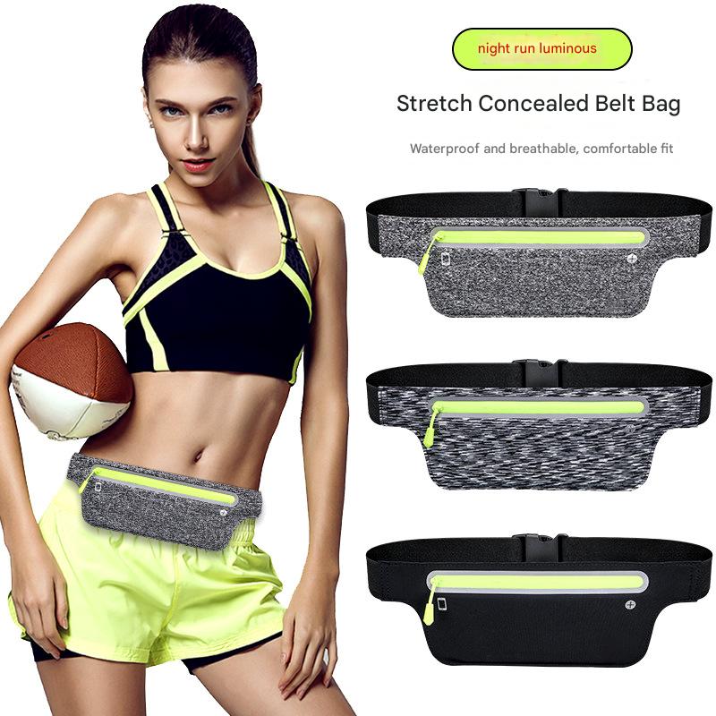 hemp gray minimalist running waist bag,custom,model display