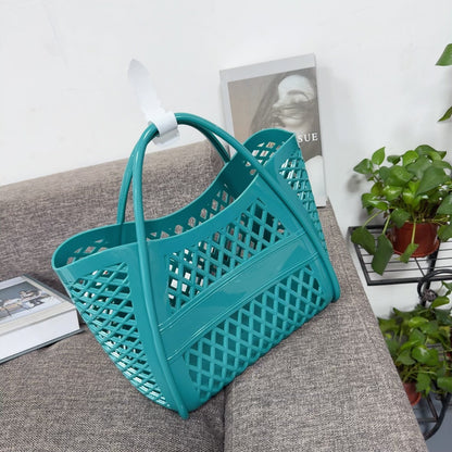 green small size pvc shopping beach bag,women,front
