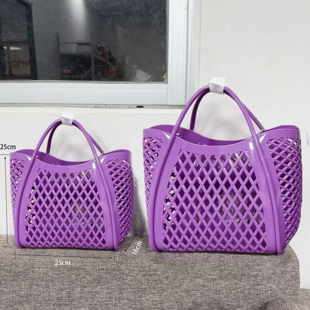 purple small size pvc shopping beach bag,women,deimensions