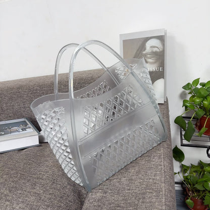 transparent small size pvc shopping beach bag,women,front