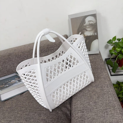 white small size pvc shopping beach bag,women,front