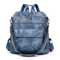 blue​ pu shoulder backpack,women,front 02
