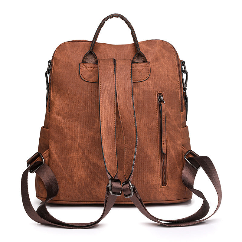 brown​ pu shoulder backpack,women,back
