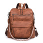 brown​ pu shoulder backpack,women,front 02