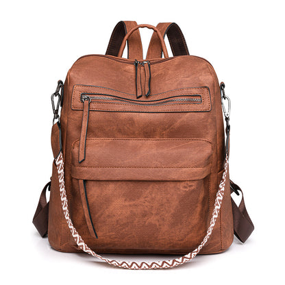 brown​ pu shoulder backpack,women,front