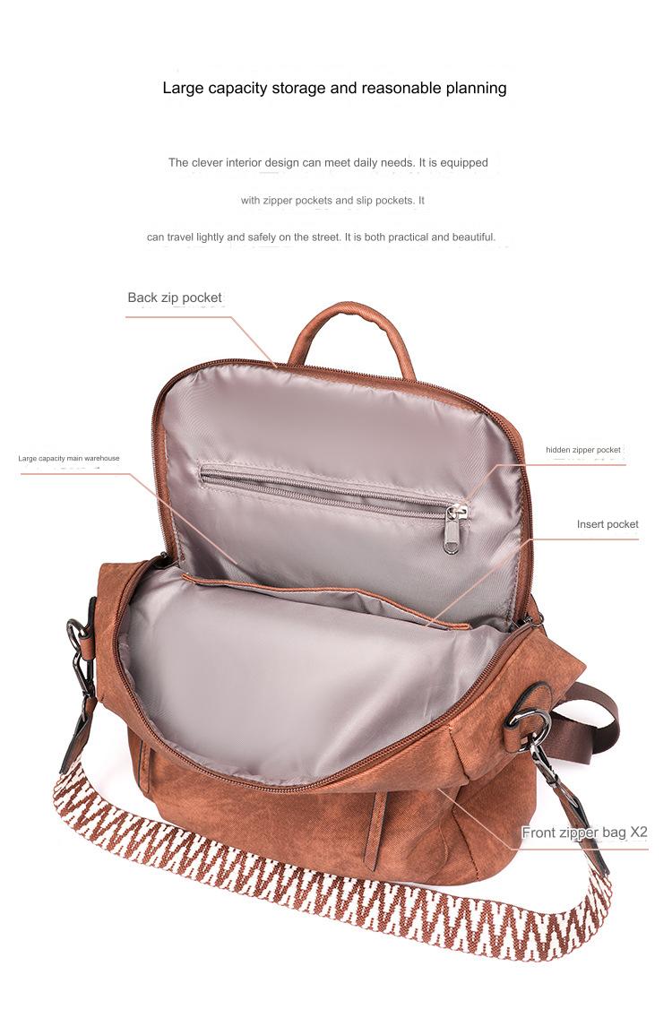 brown pu shoulder backpack,women,inner